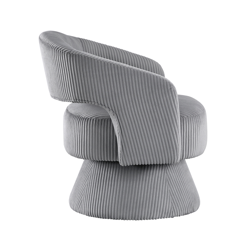 Pemberly Row Contemporary Corduroy Swivel Chair in Dark gray