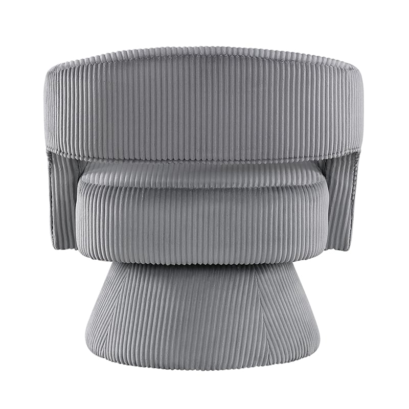 Pemberly Row Contemporary Corduroy Swivel Chair in Dark gray