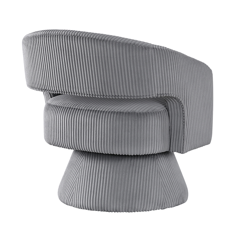 Pemberly Row Contemporary Corduroy Swivel Chair in Dark gray