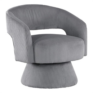 Pemberly Row Contemporary Corduroy Swivel Chair in Dark gray
