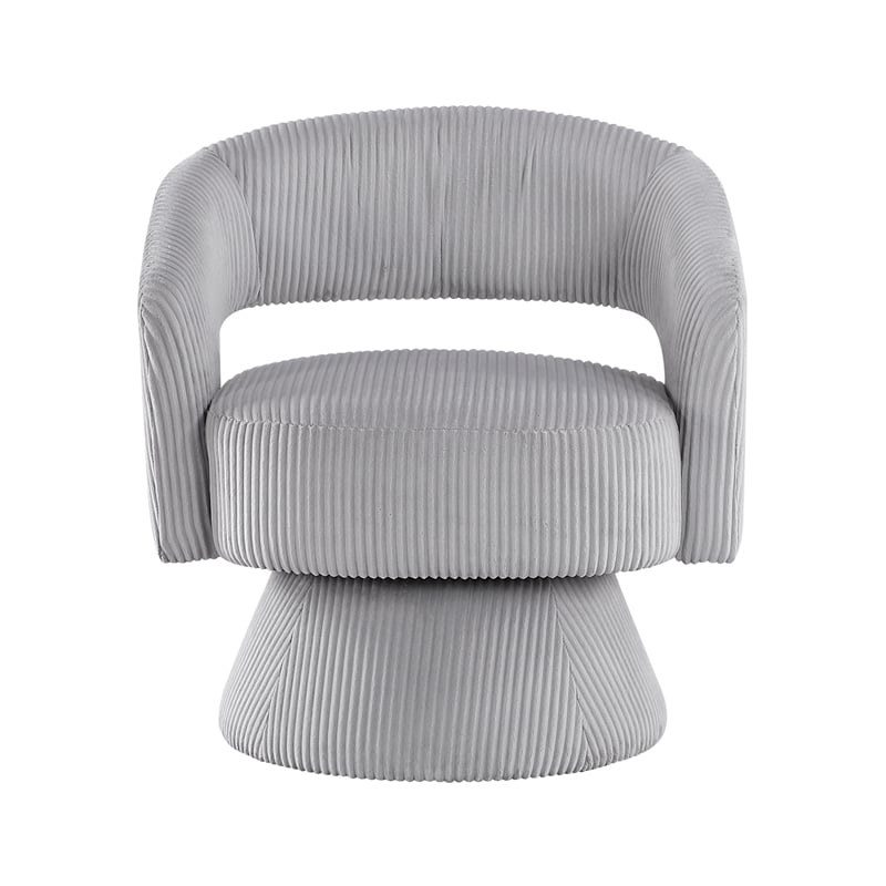 Pemberly Row Corduroy Fabric Upholstery Swivel Chair in Gray