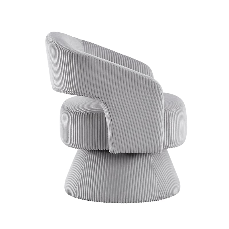 Pemberly Row Corduroy Fabric Upholstery Swivel Chair in Gray