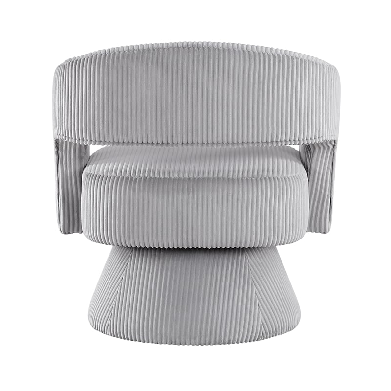 Pemberly Row Corduroy Fabric Upholstery Swivel Chair in Gray