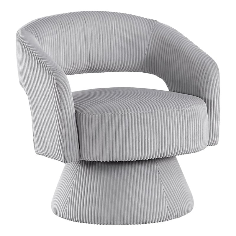Pemberly Row Corduroy Fabric Upholstery Swivel Chair in Gray