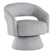 Pemberly Row Corduroy Fabric Upholstery Swivel Chair in Gray