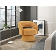 Pemberly Row Corduroy Fabric Upholstery Swivel Chair in Yellow