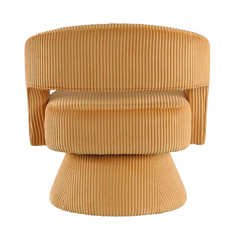 Pemberly Row Corduroy Fabric Upholstery Swivel Chair in Yellow