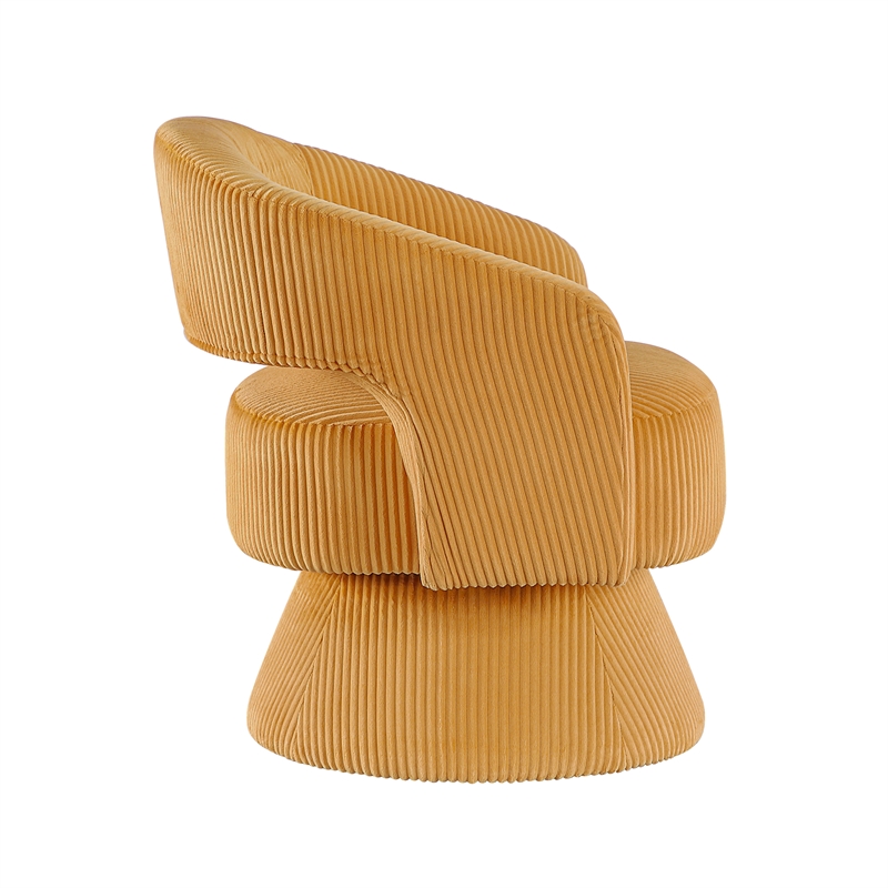 Pemberly Row Corduroy Fabric Upholstery Swivel Chair in Yellow
