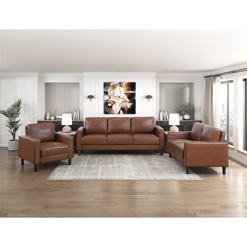 Pemberly Row Contemporary Faux leather Chair in Chocolate Finish