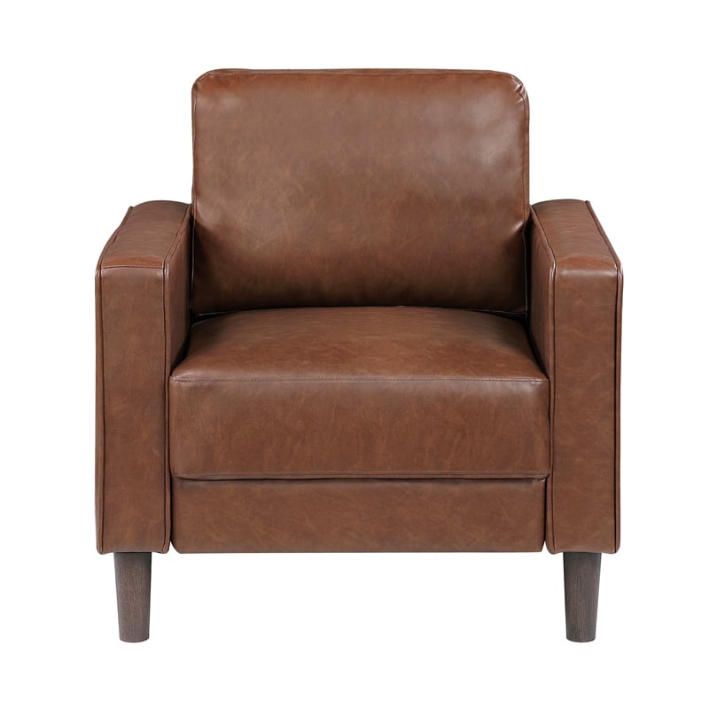 Pemberly Row Contemporary Faux leather Chair in Chocolate Finish