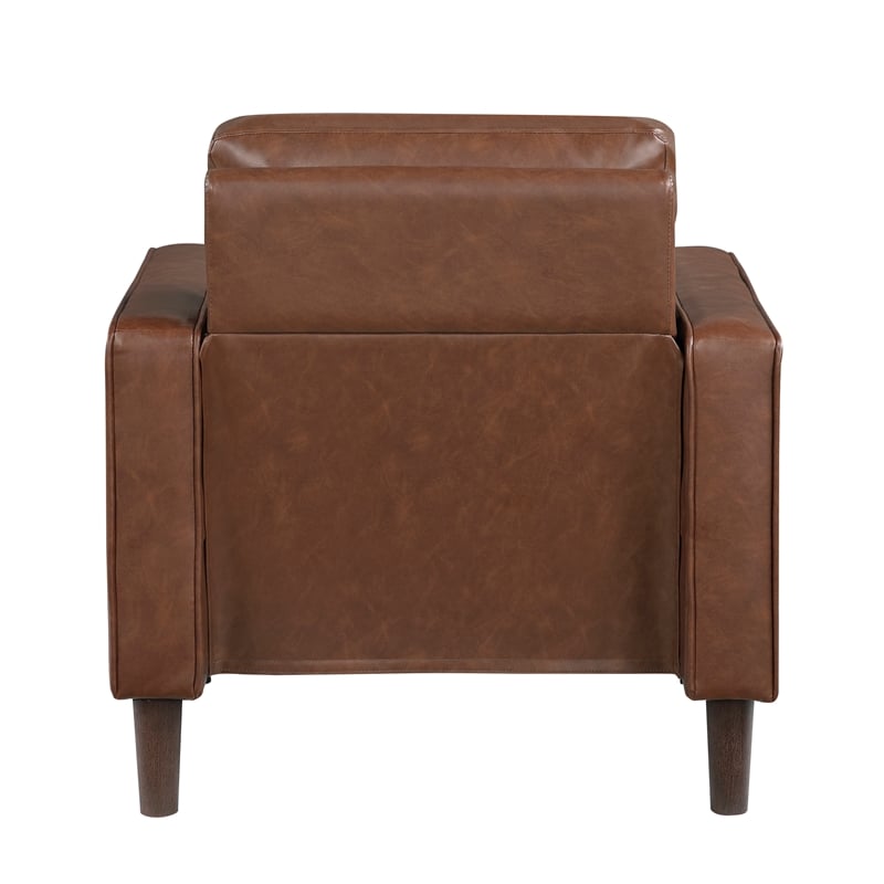 Pemberly Row Contemporary Faux leather Chair in Chocolate Finish