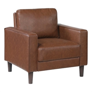 Pemberly Row Contemporary Faux leather Chair in Chocolate Finish