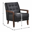 Pemberly Row Mid-Century Leather Accent Chair in Black Finish
