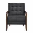 Pemberly Row Mid-Century Leather Accent Chair in Black Finish