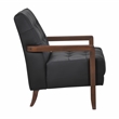 Pemberly Row Mid-Century Leather Accent Chair in Black Finish