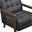 Pemberly Row Mid-Century Leather Accent Chair in Black Finish