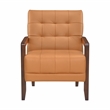 Pemberly Row Mid-Century Leather Accent Chair in Orange Finish