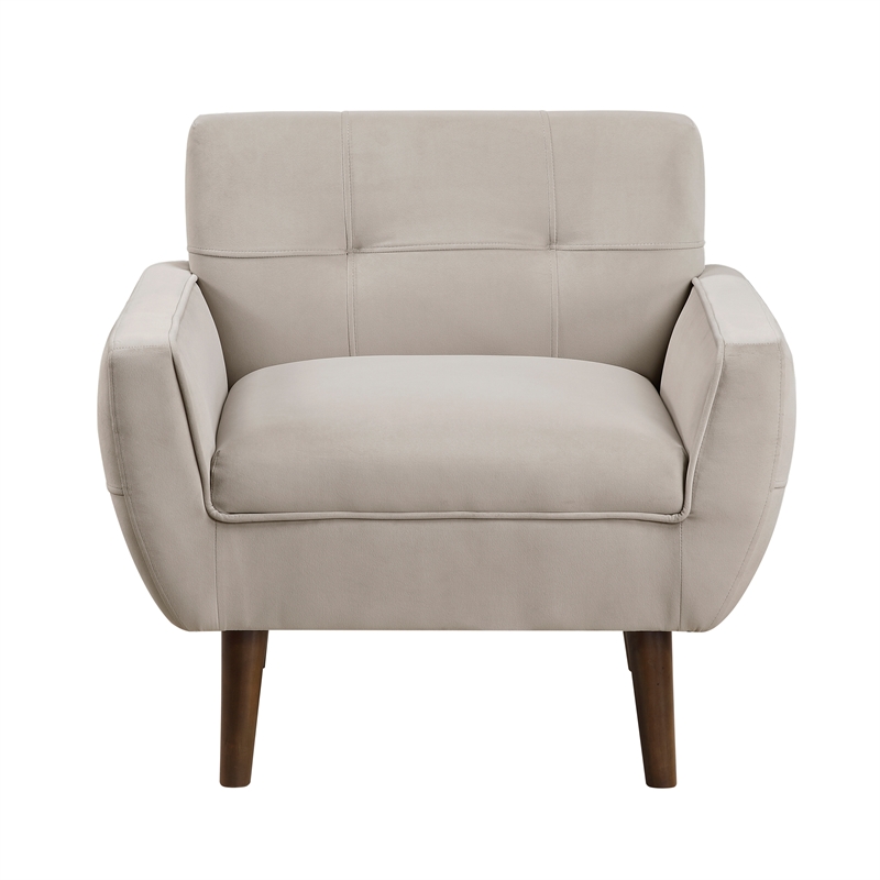 Pemberly Row Contemporary Velvet Accent Chair in Brown Finish