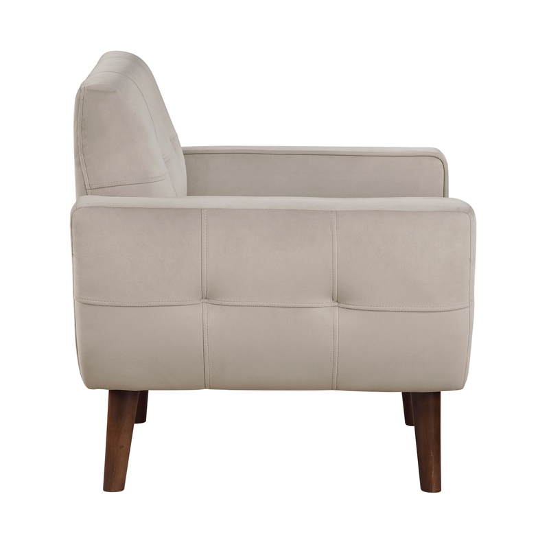 Pemberly Row Contemporary Velvet Accent Chair in Brown Finish