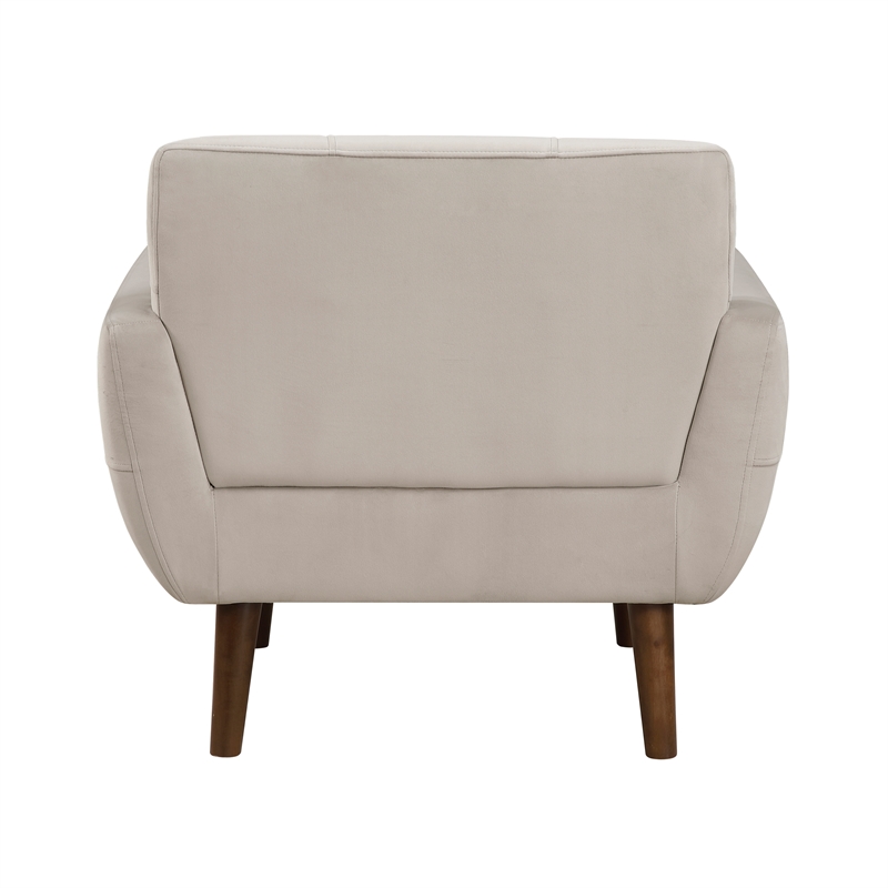 Pemberly Row Contemporary Velvet Accent Chair in Brown Finish