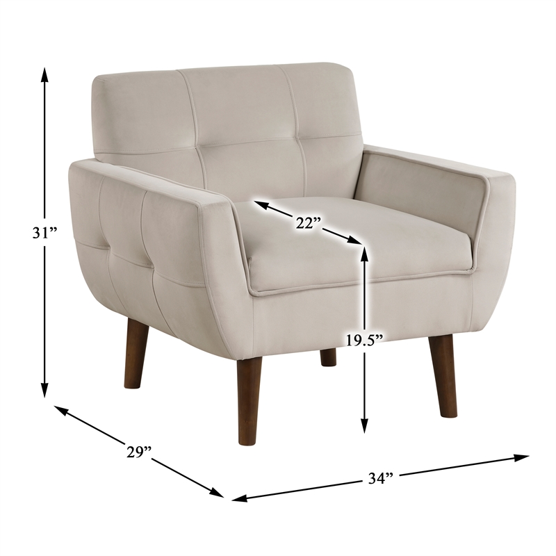 Pemberly Row Contemporary Velvet Accent Chair in Brown Finish
