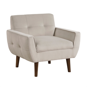 Pemberly Row Contemporary Velvet Accent Chair in Brown Finish