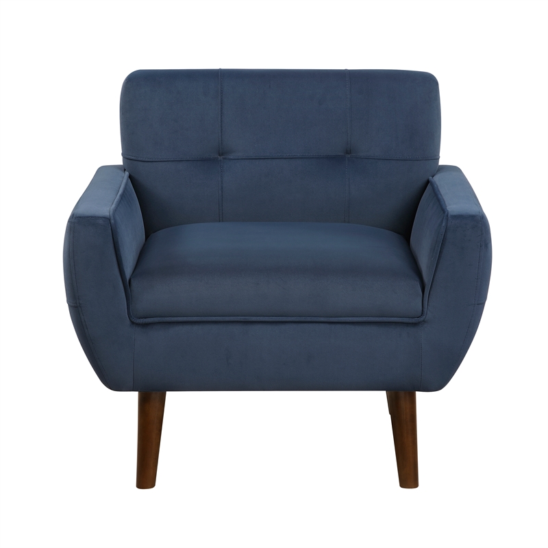 Pemberly Row Contemporary Velvet Accent Chair in Navy Finish
