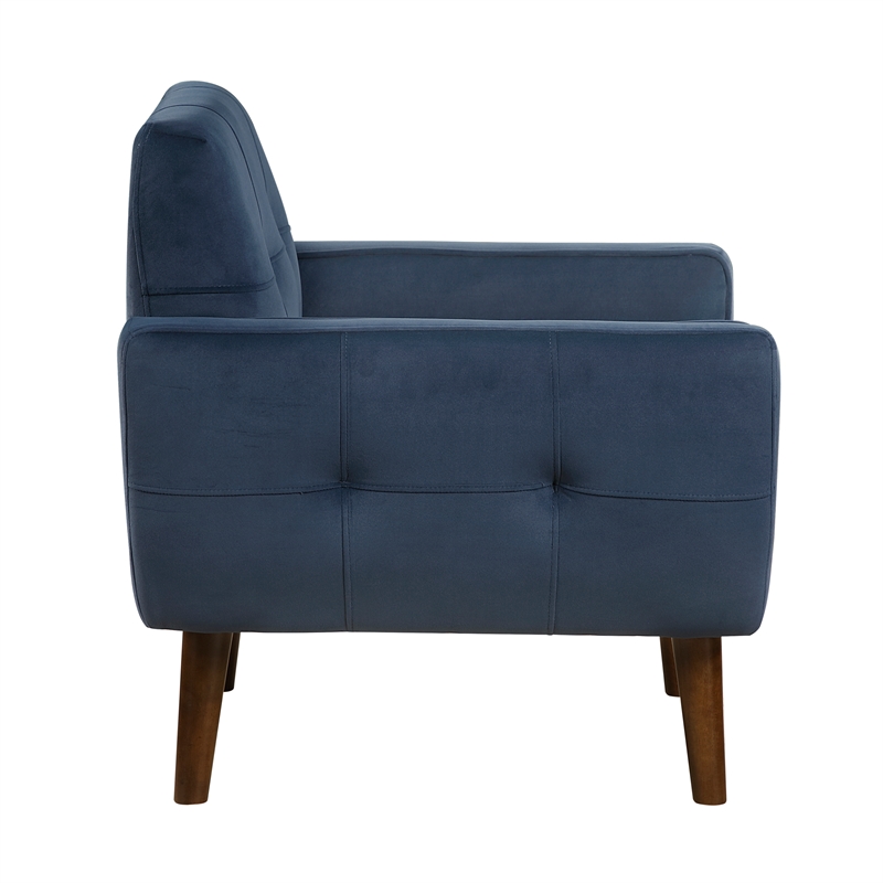 Pemberly Row Contemporary Velvet Accent Chair in Navy Finish