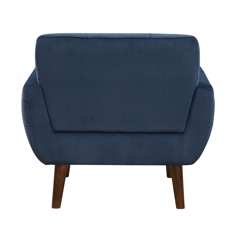 Pemberly Row Contemporary Velvet Accent Chair in Navy Finish
