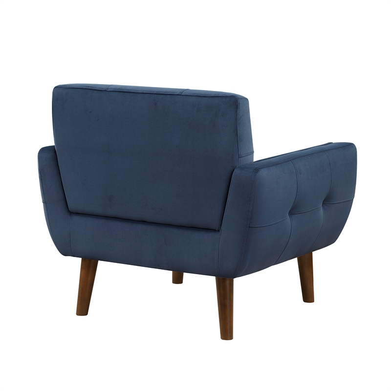 Pemberly Row Contemporary Velvet Accent Chair in Navy Finish