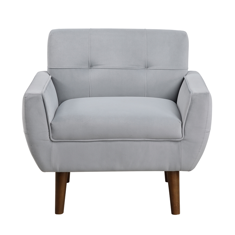 Pemberly Row Contemporary Velvet Accent Chair in Gray Finish