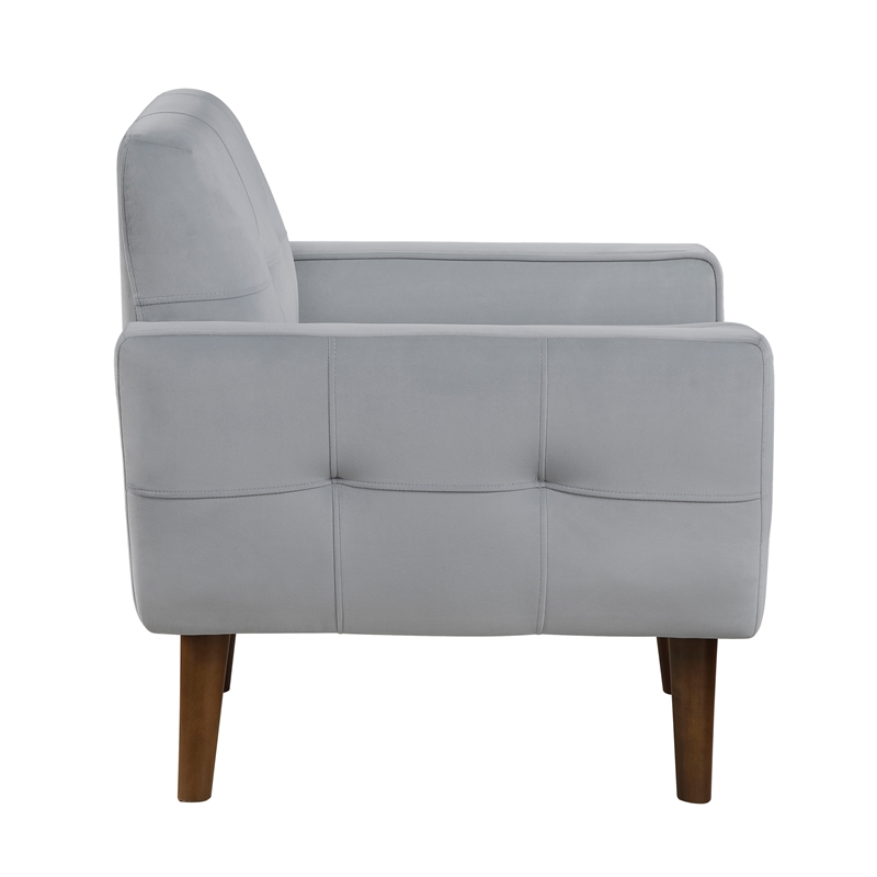 Pemberly Row Contemporary Velvet Accent Chair in Gray Finish