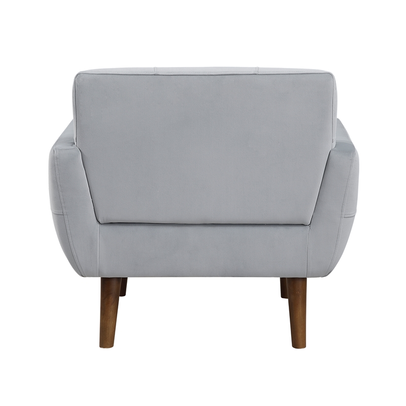 Pemberly Row Contemporary Velvet Accent Chair in Gray Finish