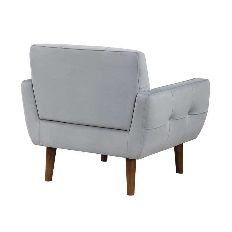 Pemberly Row Contemporary Velvet Accent Chair in Gray Finish