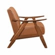 Pemberly Row Mid-Century Faux leather Accent Chair in Matt brown