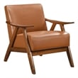 Pemberly Row Mid-Century Faux leather Accent Chair in Matt brown
