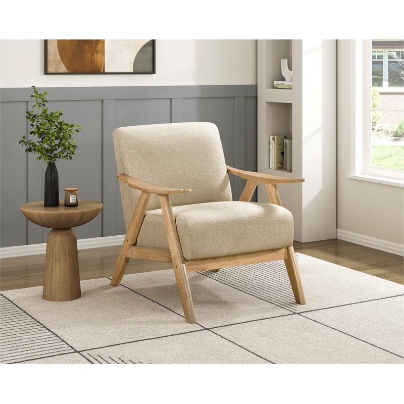 Pemberly Row Mid-Century Textured Accent Chair in Light brown