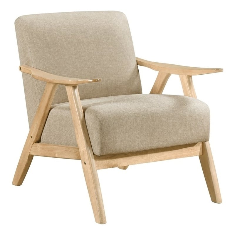 Pemberly Row Mid-Century Textured Accent Chair in Light brown