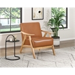 Pemberly Row Mid-Century Faux leather Accent Chair in Matt brown