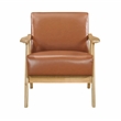 Pemberly Row Mid-Century Faux leather Accent Chair in Matt brown