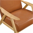 Pemberly Row Mid-Century Faux leather Accent Chair in Matt brown