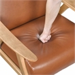 Pemberly Row Mid-Century Faux leather Accent Chair in Matt brown