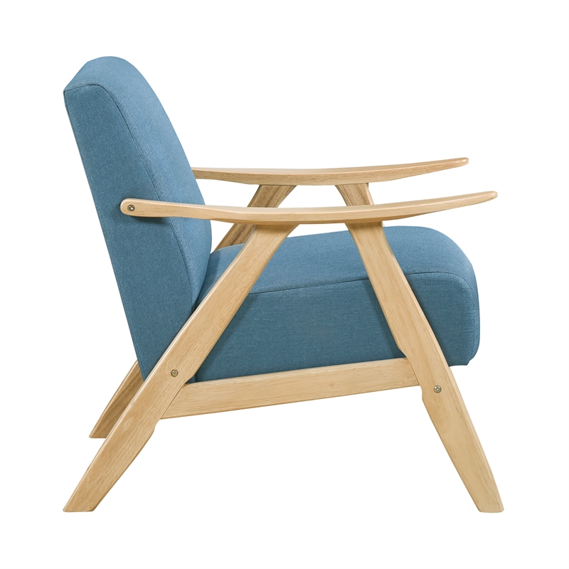 Pemberly Row Mid-Century Textured Fabric Accent Chair in Blue