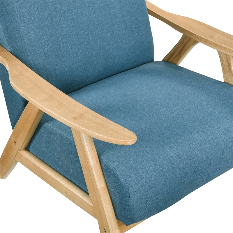 Pemberly Row Mid-Century Textured Fabric Accent Chair in Blue