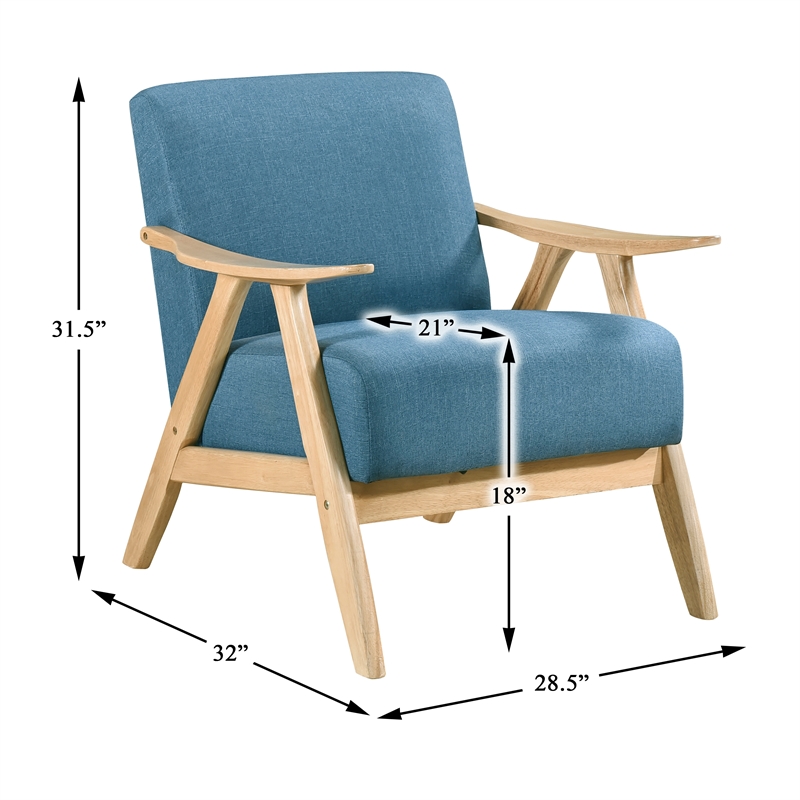 Pemberly Row Mid-Century Textured Fabric Accent Chair in Blue