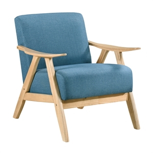 Pemberly Row Mid-Century Textured Fabric Accent Chair in Blue