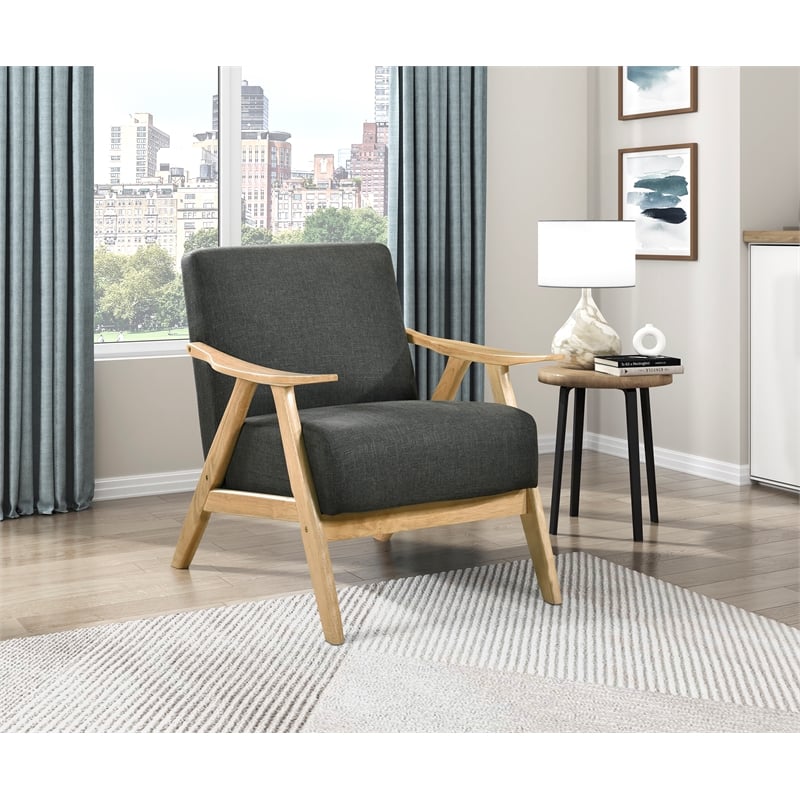 Pemberly Row Mid-Century Textured Accent Chair in Dark Gray Finish