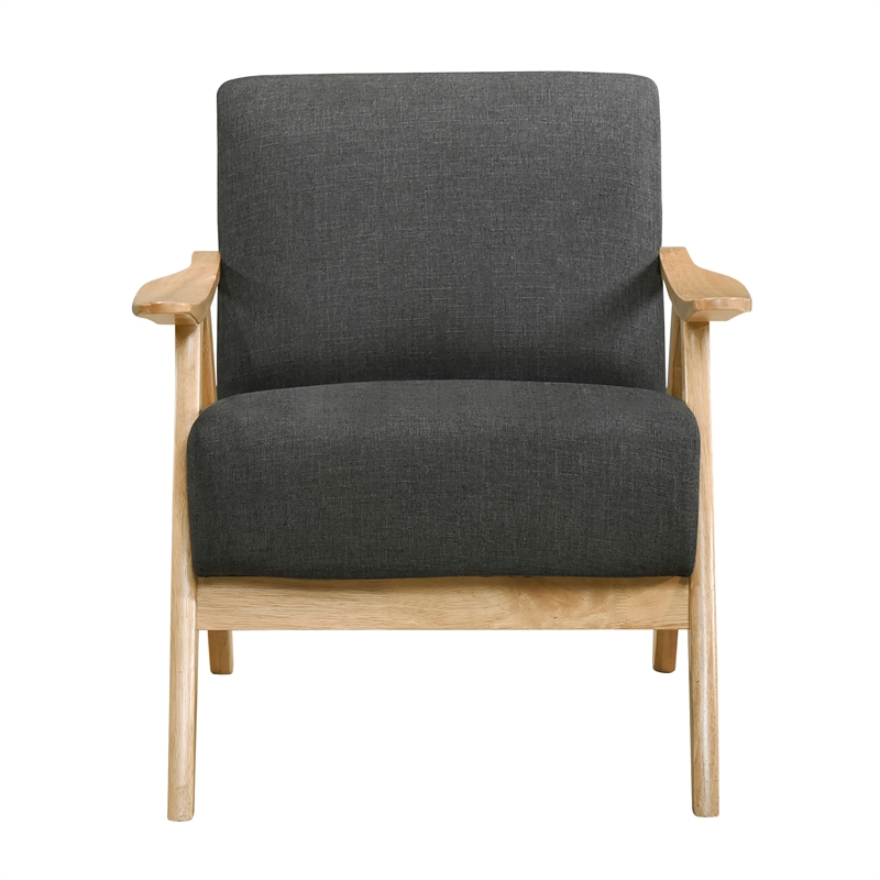 Pemberly Row Mid-Century Textured Accent Chair in Dark Gray Finish