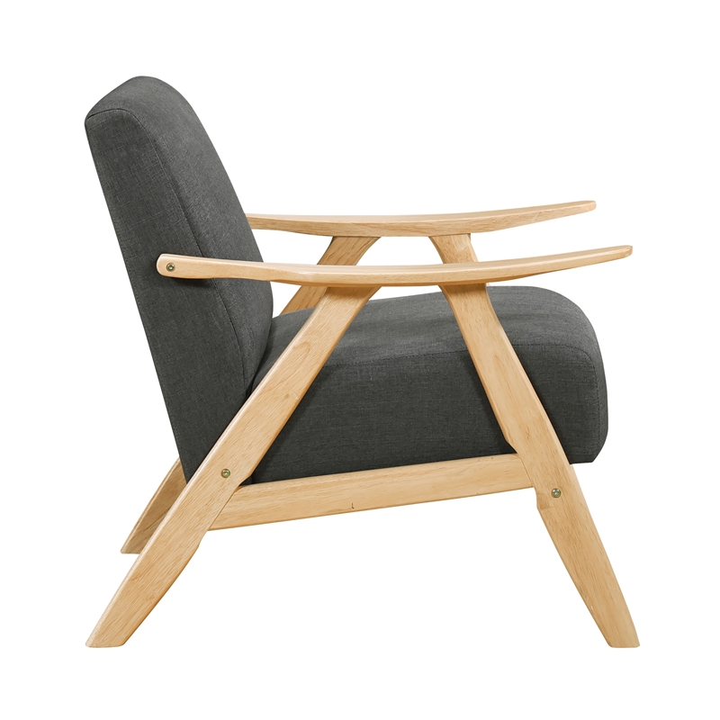Pemberly Row Mid-Century Textured Accent Chair in Dark Gray Finish