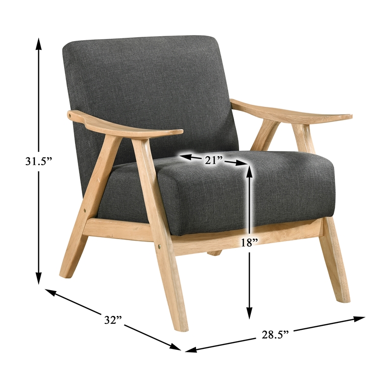 Pemberly Row Mid-Century Textured Accent Chair in Dark Gray Finish